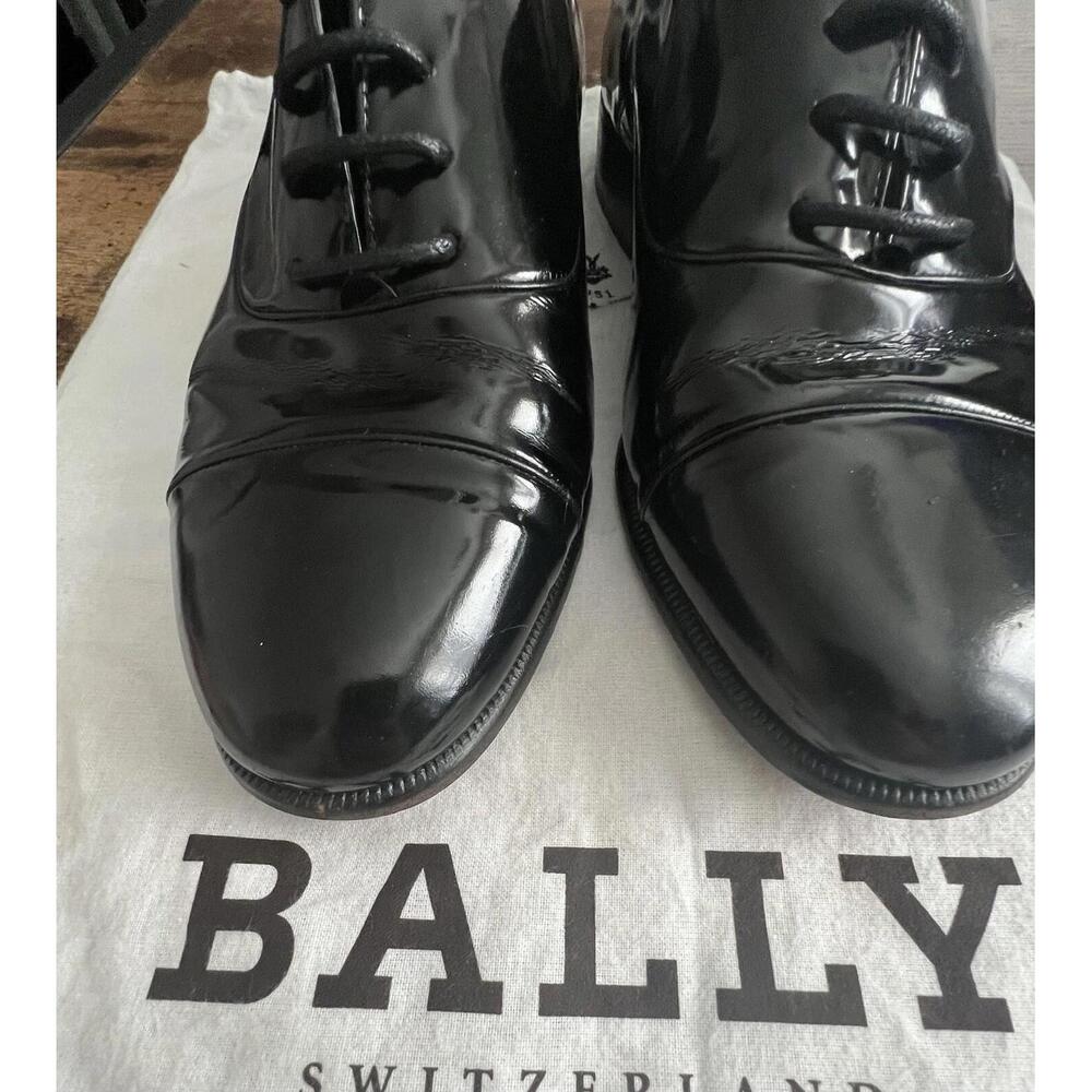 BALLY Men's Black Leather Cap Toe Oxford Dress Shoes Size 6.5/12 - Made in Italy - Picture 9 of 9